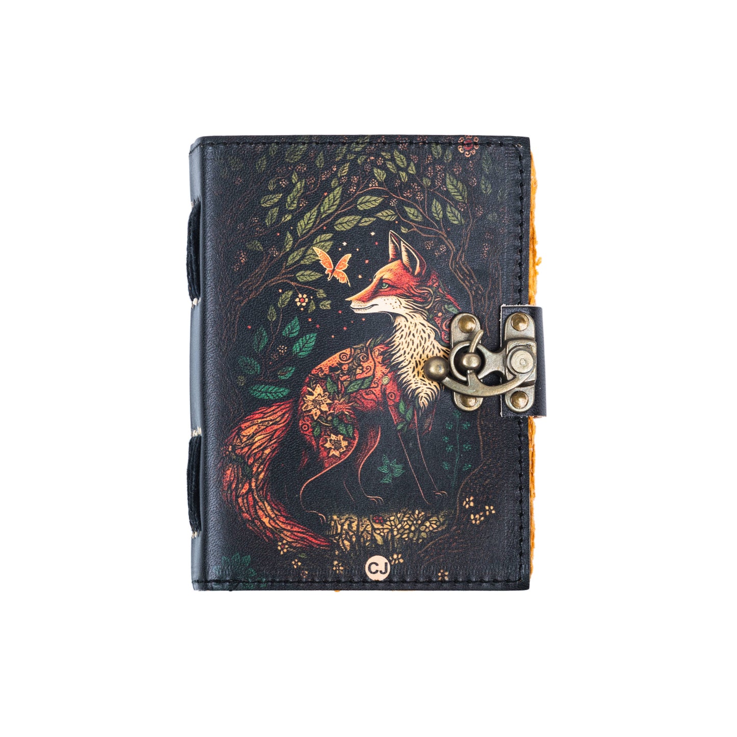 Traveler Leather Journal Vintage Pages with Wolf Print