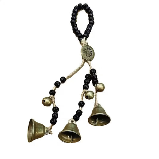Hanging Witches Bell with Black Beads
