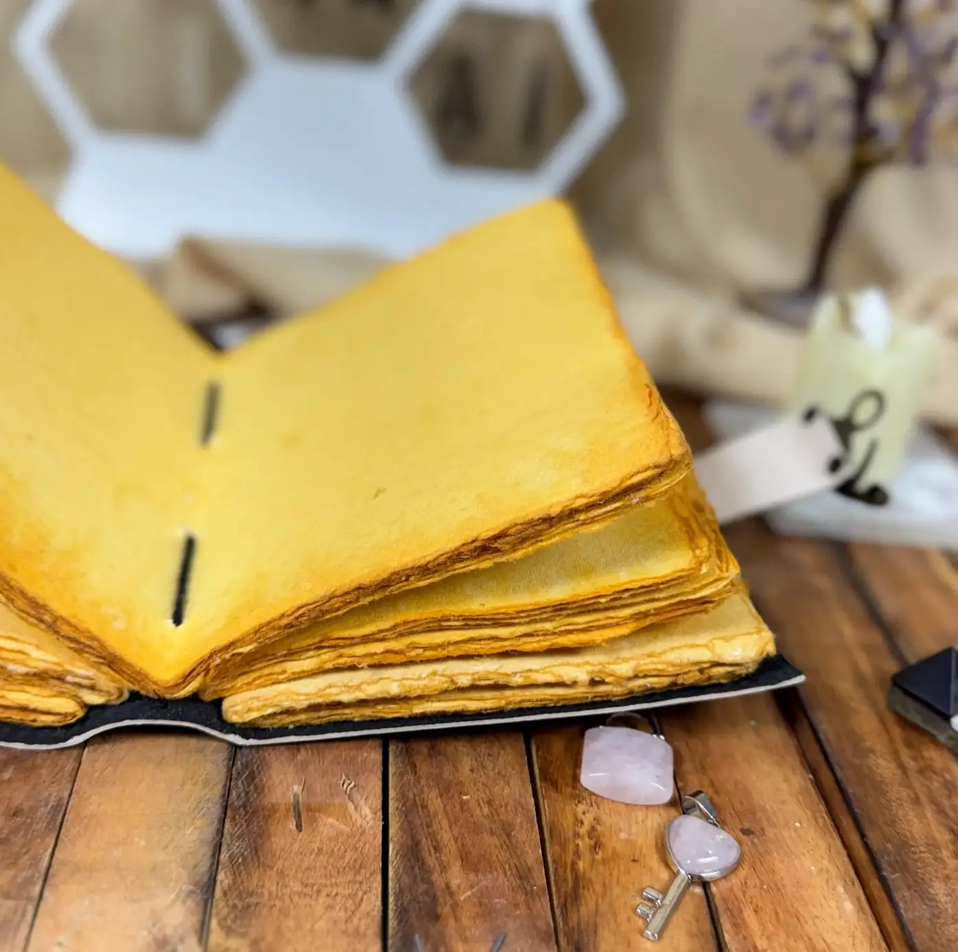 Leather Journal Blank Vintage Notebook with 4 Moon Print