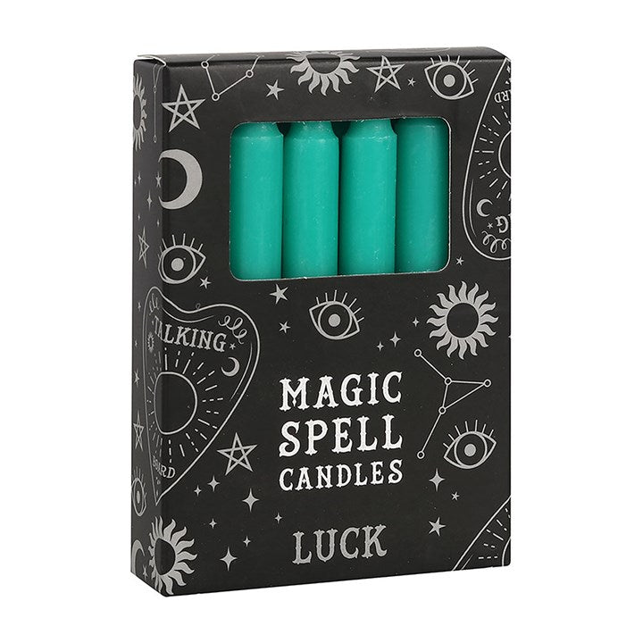Green 'Luck' Spell Candles Pack of 12