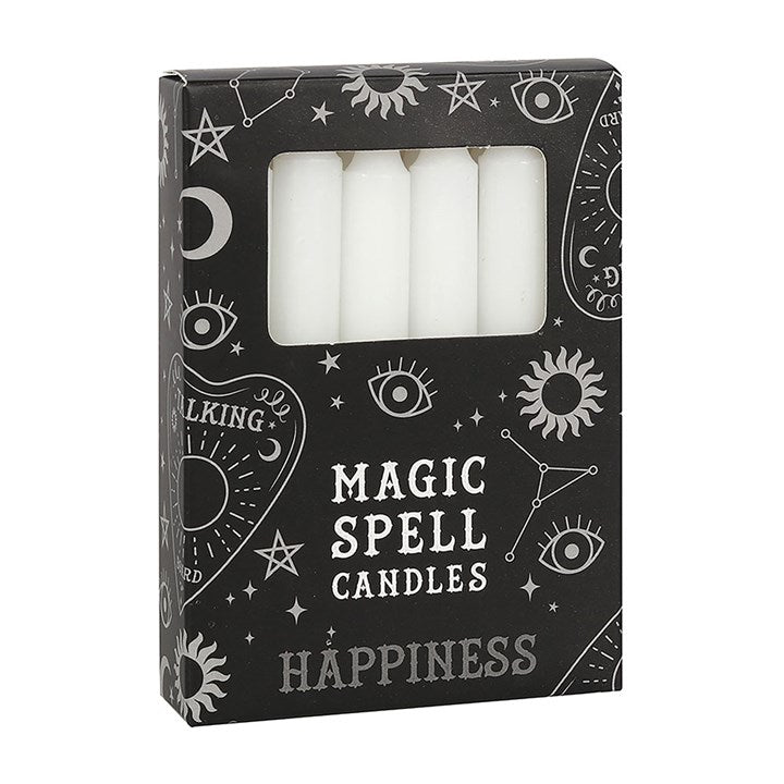White 'Happiness' Spell Candles Pack of 12